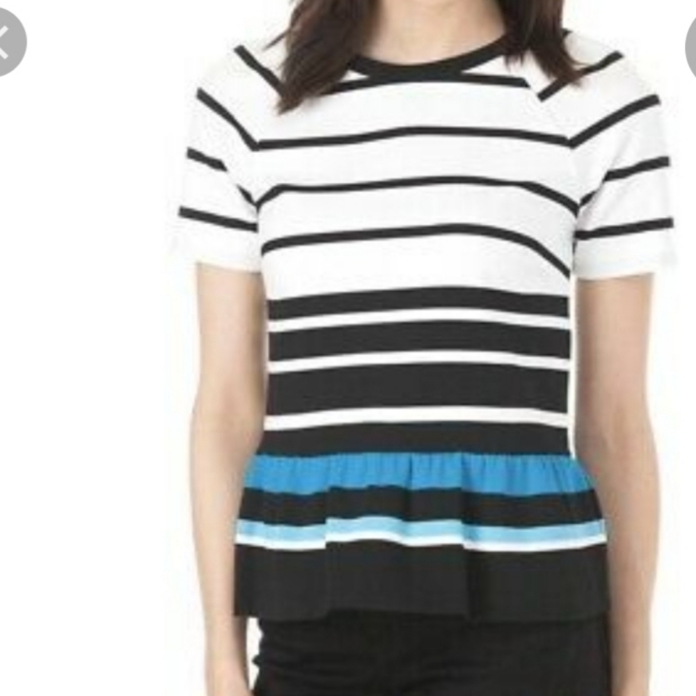 Micheal Kors Stripe Peplum Top New With Tags